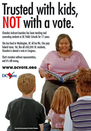 DC VOTE Bus Shelter Poster that appeared aroud Washington