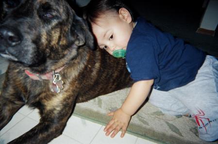 Bullet (our dog) with Joaquin