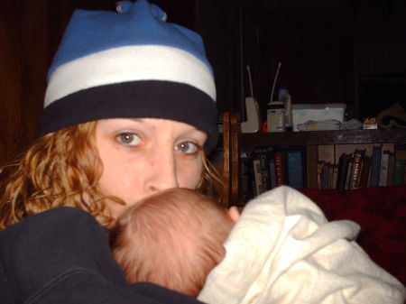 Snuggling w/my new grandson!
