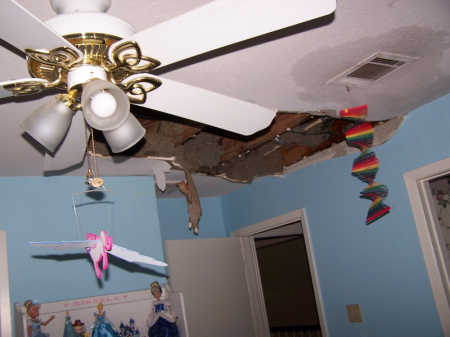 Worst Ike water damage in Mikaela's room