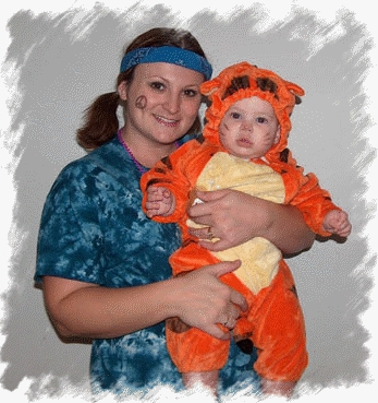 My daughter Jamie and my grandson dressed up on Halloween...