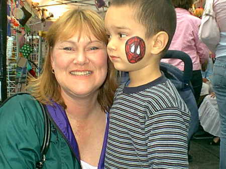 Myself and grandson Logan, oh and Spiderman on his face!