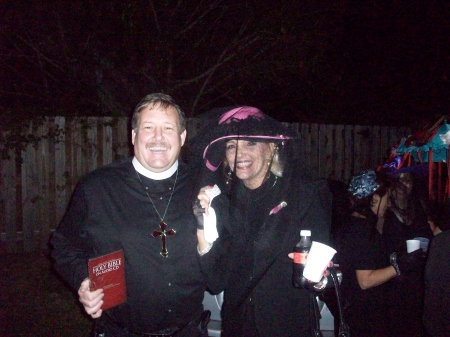 Susan & brother Rick on Halloween for funeral