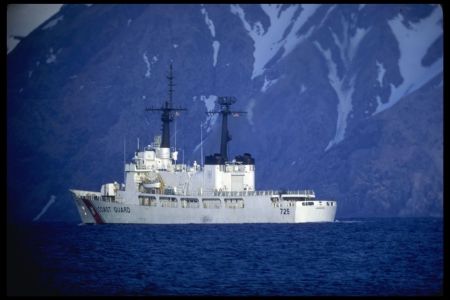 The USCGC Jarvis leaving Adak in 1978