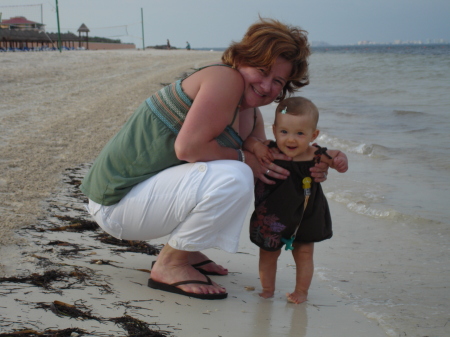 My daughter and I on the beach in Cancun