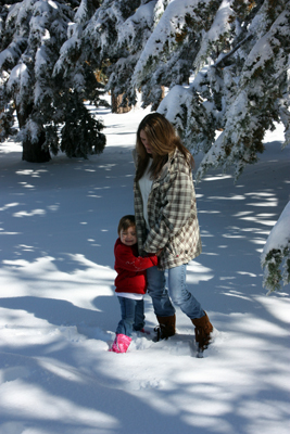 Chloee and I playin in the snow