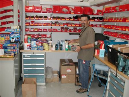 Preparing care packages for the troops in Iraq.