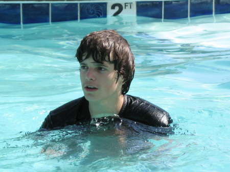 My son having fun in the pool