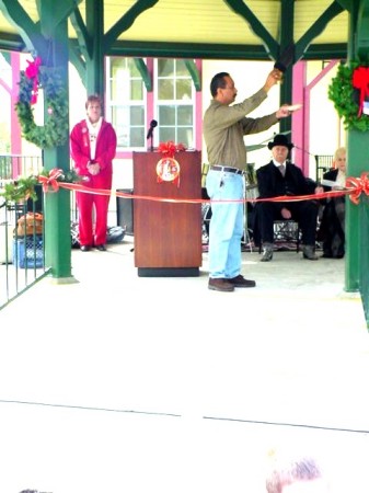 Performing native american blessing ceremony for ribbon cutting