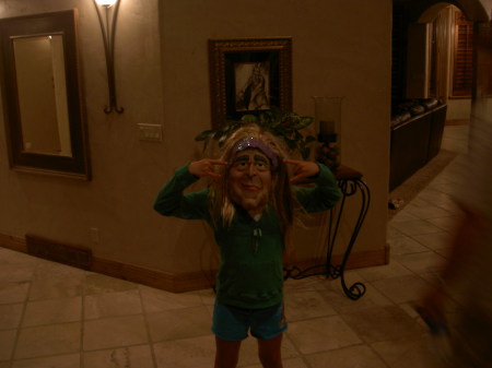 Rikky, my grandaughter in george bush mask....
