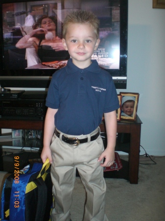 Grandson Nathaniel on 1st day of Pre K