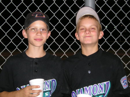 Austin (right) with a friend from Little League - Go Diamondbacks