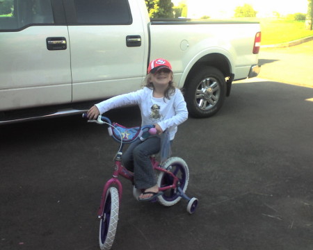 Lucy Bach riding her bike