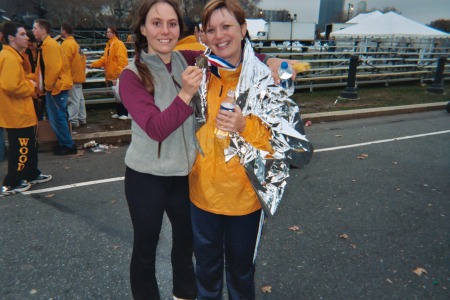 Daughter, Dara, congratulates the finisher!