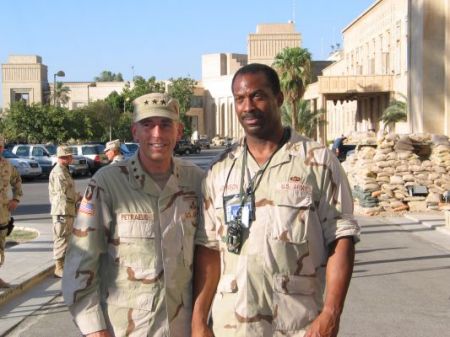 Me and LTG Petraeus in front of the Presidential Palace, Baghdad, Iraq, August 2004