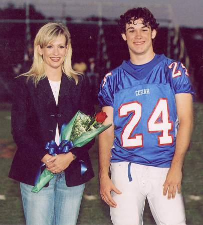 Me and my oldest son, David at his last game as a Senior