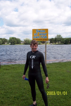 Jim getting ready to swim Lake Hayward