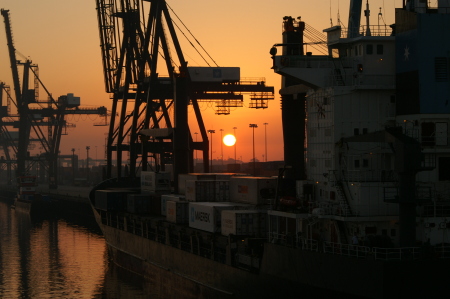 Houston ship channel at dawn