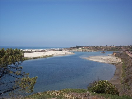 VIEW OF THE BATIQUITOS LAGOON AND THE OCEAN FROM SUJRFERS POINT RESORT