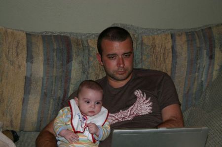Daddy's already got Judah hooked on computer games!