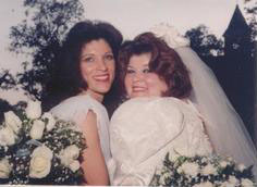 My wedding day to Brad. My sister Debra and me