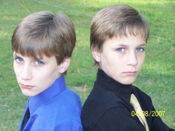 My twin boys, Jared (blue) and Josh (black)  Easter 2007