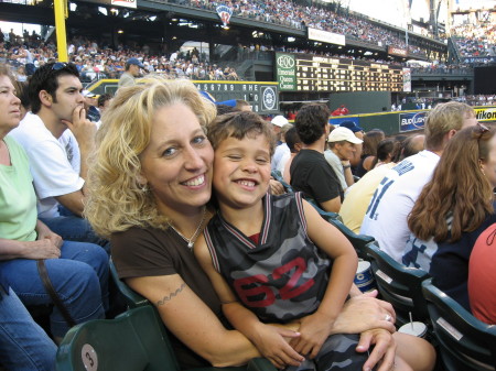 Jakob and Mom at the Mariners Game
