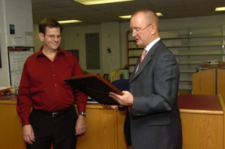 Receiving my retirement plaque, 11/20/08