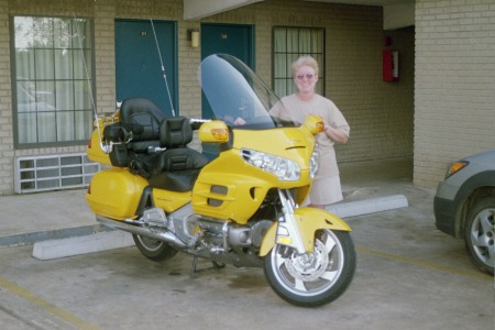 My wife with our bike