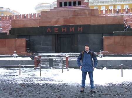Visiting Lenin's tomb in Red Square, Moscow