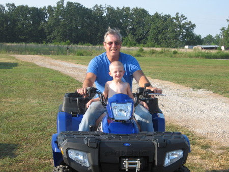 Justin getting a ride from Doug Sherrell, a family friend
