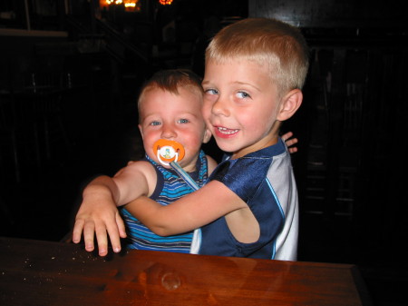 Zachary & Dominick showing brotherly love (rare!)