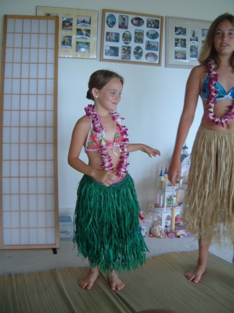 Lauren in Hula Skirt in Hawaii Kai, Hawaii