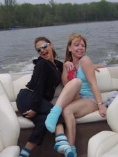 Me and my friend Erin, being silly on the boat.