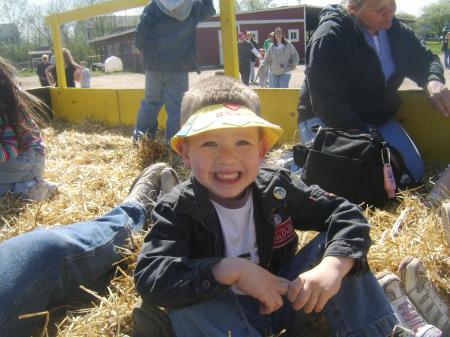 Colin 4 years old, on the farm w/ preschool