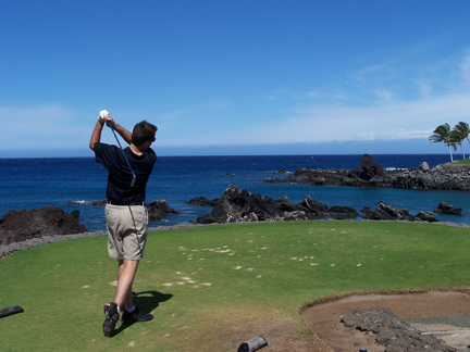 Jason golfing at Mauna Lani, Big Island, Hawaii