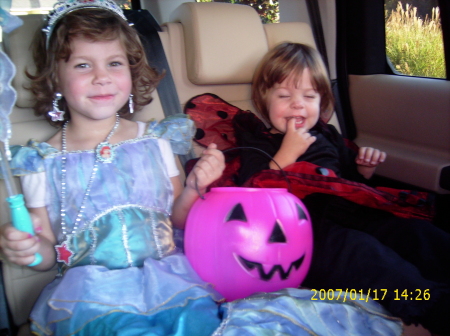 On the way to neighborhood party before trick-or-treat!