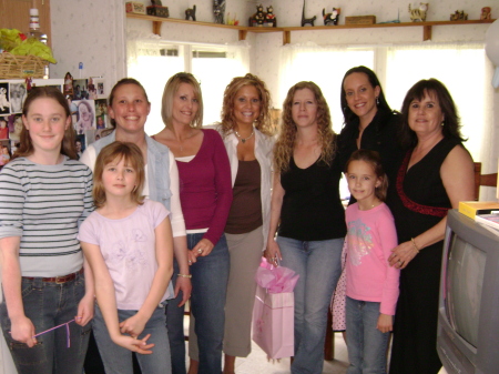 My Mom with all 5 Daughters & some grandkids