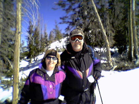 Bob & I skiing