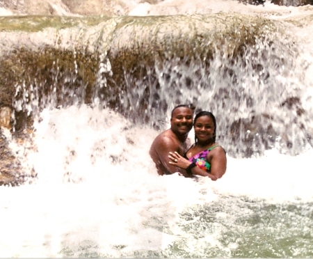 UNDER THE WATER FALL WITH HUSBAND RON