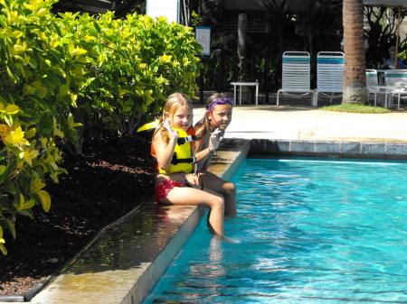 MY DAUGHTERS BY THE POOL WAIKIKI