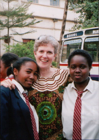 Ginny with students at a girls school in Nairobi, Kenya