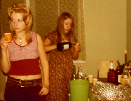 Party at my first apartment with Dolores 1969