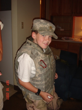 Jack in Daddy's Iraq gear