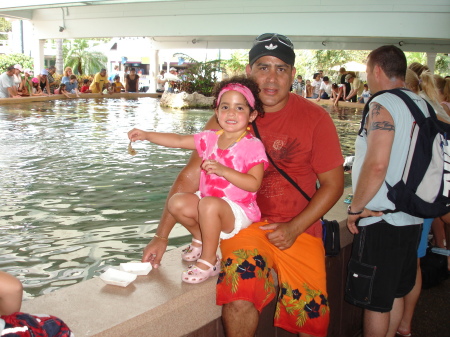 con hija Megan at Sea World
