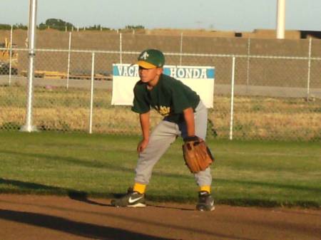 Blake playing 2nd Base on his baseball team