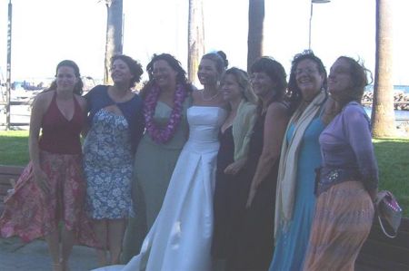 with all my sisters at my daughter's wedding