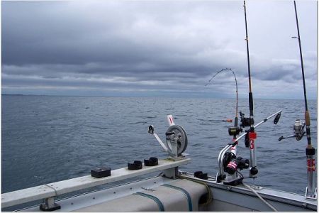 Chasing big trout off Manistee under November skies