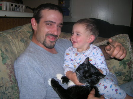 My soon to be Josh, our Son Gabriels and our cat Idget