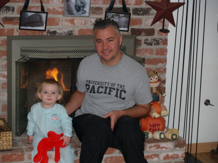 Maisie and I at the fireplace.